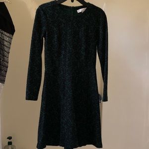 Deep Forest Green Brocade Dress